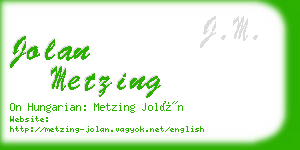 jolan metzing business card